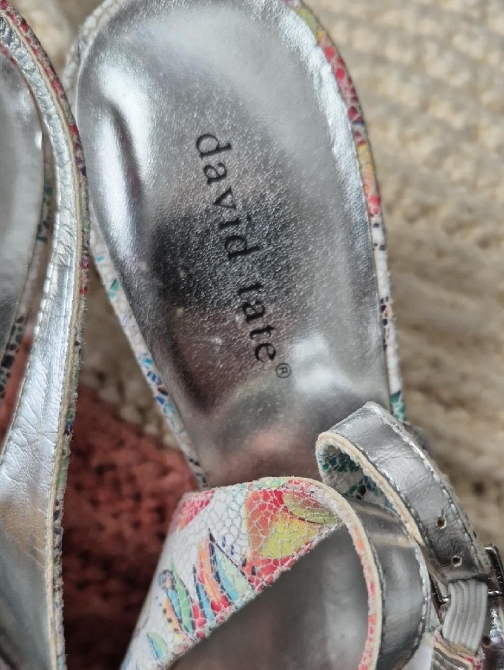 David Tate Mosaic Floral Slingback Pump Heels Multicolor Pastels 9.5 - Picture 10 of 16
